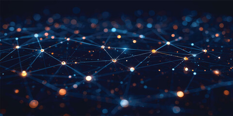 Abstract Futuristic Digital Mesh Wave with Glowing Data Flow, AI Neural Network, Wireframe Connection, Big Data Technology Background ©  TechFlow Studio