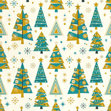 Christmas tree background pattern with stylized trees wrapping paper christmas
