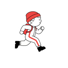 Obraz premium Cartoon child running with backpack