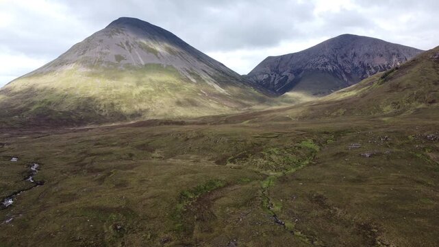 Aerial view of peaks in the Red Cullin Isle of Skye