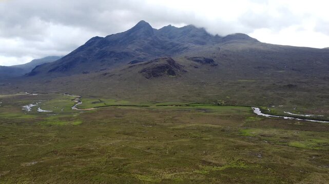 Aerial view of peaks in the Red Cullin Isle of Skye