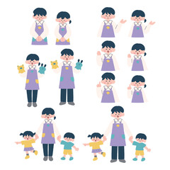 Fototapeta premium 保育士のイラスト素材セット