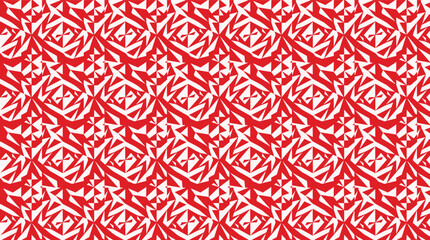 A repeating abstract geometric pattern in red and white colors, creating a visually striking background. © Devynee Studio