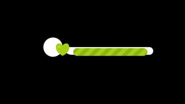 Animated Green Heart Loading Bar on Black Background.
