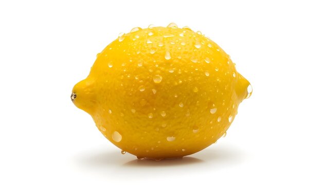 Fresh Lemon with Water Droplets Isolated on White Background