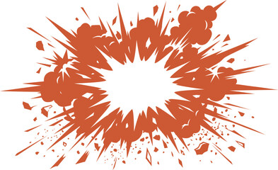 Obraz premium Comic book explosion vector illustration. Pop art style burst with smoke and debris isolated on a white background. Flat vector illustration EPS 10.