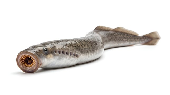 A Lamprey Fish Isolated on White Background.