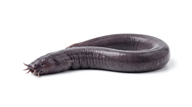 A single isolated black eel or loach fish on white background.