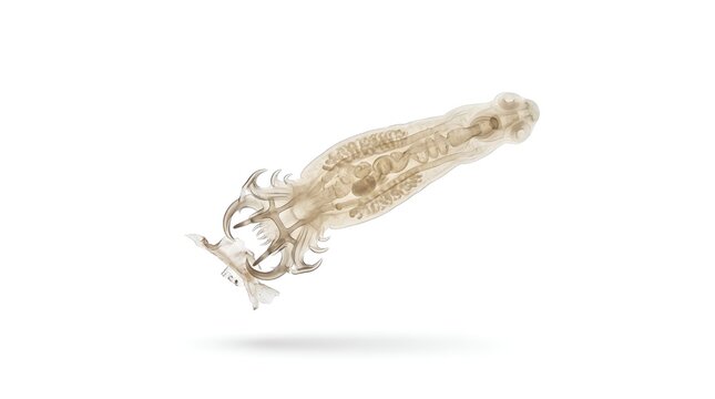 A single isolated transparent microscopic organism specimen.