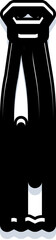 Minimalist black and white diving fin icon, simple silhouette of a flipper for snorkeling, swimming, or scuba gear on a clean white background, vector style design © vectorwin