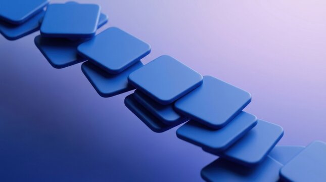 Abstract blue square shapes in diagonal cascade