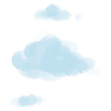 Crayon chalk cloud textured drawing illustration for design landscape background