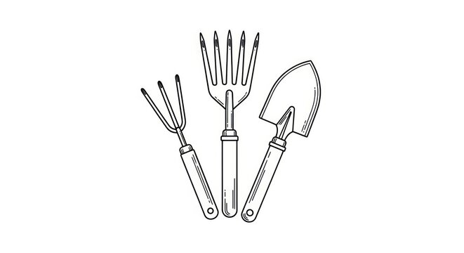 Gardening tools on white background.