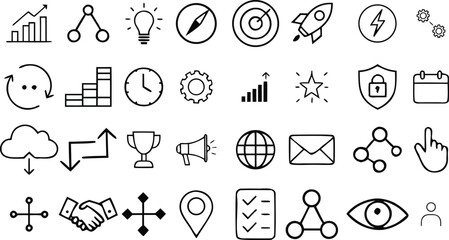 Fototapeta premium Business road map line icon set