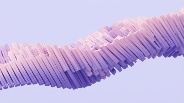 Abstract wave pattern formed by pink and purple rectangular blocks