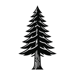 Obraz premium Stylized black and white pine tree illustration