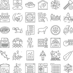 Fototapeta premium Set of numerous outline icons depicting a wide range of subjects, including technology, business, human conditions, abstract ideas, and everyday objects, all isolated on a white background