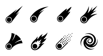 Meteorite Icons, Comet Symbols, Space Debris Vector Set, Cosmic Event Graphics © ZARA