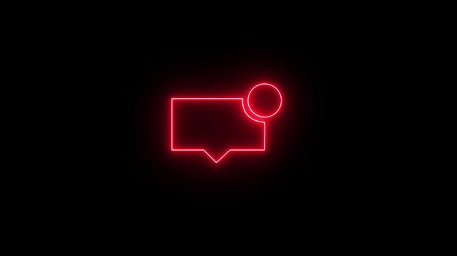Glowing red neon message notification icons on a dark background, indicating chat alerts and unread messages. The concept is chat communication, messaging apps and social media conversations.