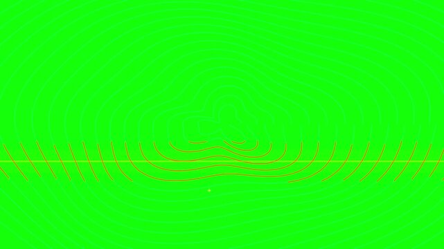 Abstract topographic scanning line animation on green screen background