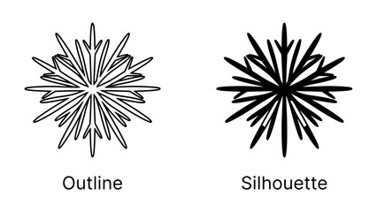 Fototapeta premium Starburst Graphic: Two starburst graphics, one in outline and one in silhouette, present a symmetrical radial design, perfect for adding dynamic flair to any graphic project.