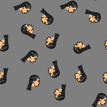 cornrows hairstyle female vector seamless pattern cornrows hairstyle female sign illustration