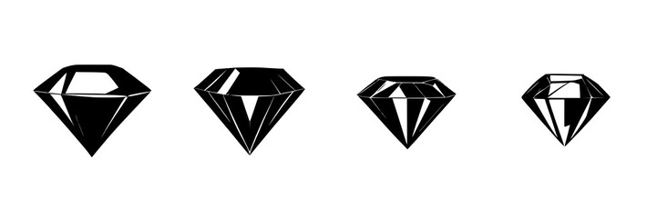 Fototapeta premium Diamond set with solid black silhouette of lab-grown diamond, sustainable luxury icon, sharp geometric facets featuring lab-grown, diamond, sustainable with geometric and luxury