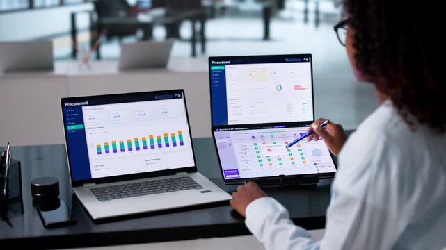 Procurement Manager Reviews Supplier Bids On Laptop