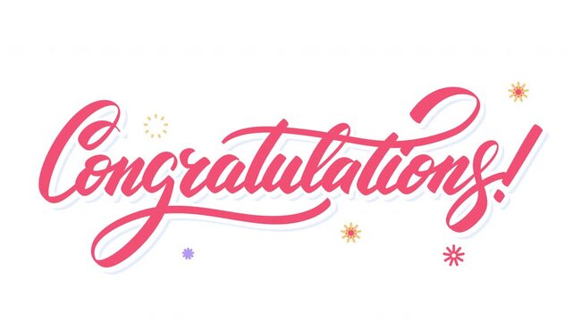 Animated congratulations lettering with festive sparkles for greeting videos award announcements celebration intros and social media posts