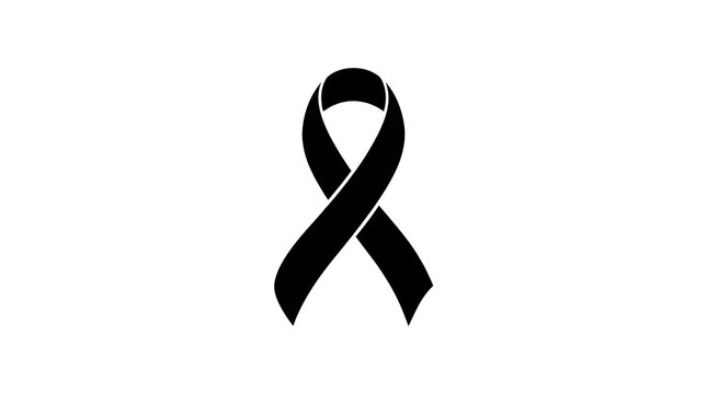 Black ribbon for breast cancer awareness month symbol of hope and support