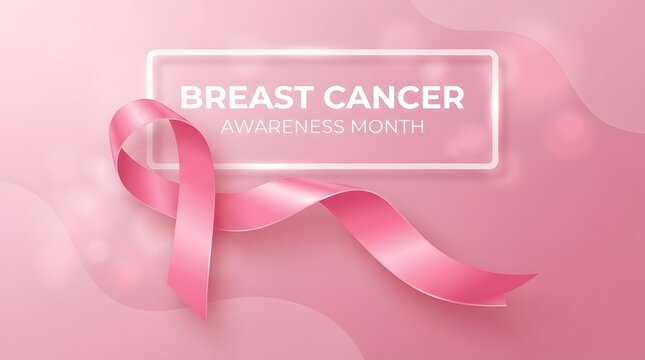Breast cancer awareness month pink ribbon symbol for support hope