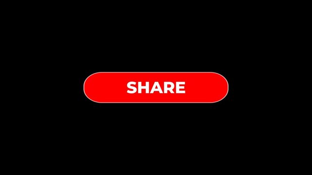 Clean share button animation overlay with smooth motion graphics and transparent background for content creators, video editors, marketing and digital communication.