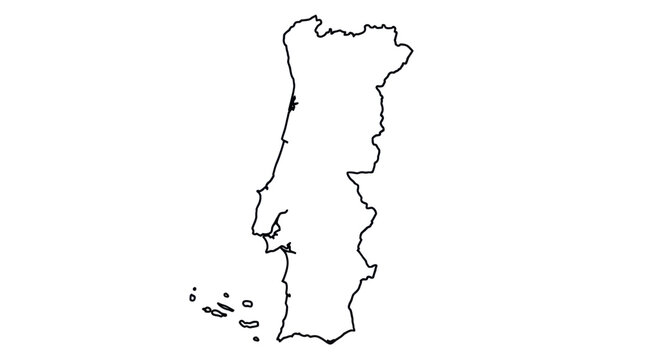 Outline map of Portugal with Atlantic islands territory.