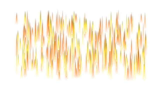 PNG image of Abstract fire sparks and glowing embers, vertical orange and yellow light streaks, dynamic heat energy particles for motion design isolated on Transparent Background