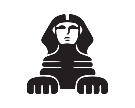 Ancient Egyptian pharaoh statue in black and white vector art. Minimalist royal icon for history, culture, and mythology designs.