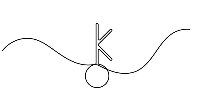 Chiron symbol animation continuous one line drawing minimalist single art asteroid wounded healer and centaur minor planet astrology motion graphics moving on white background