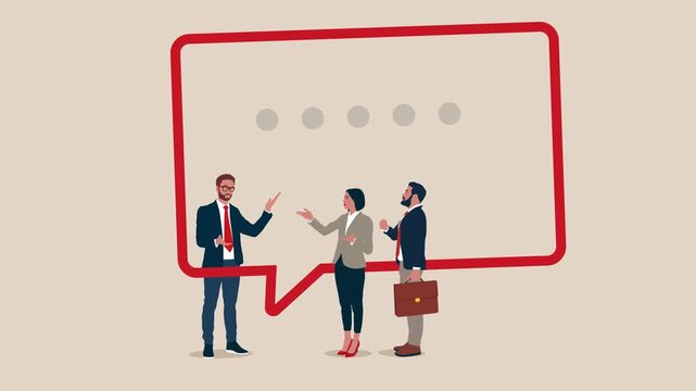 Business people or couple talk or have lively discussion in office. Productive dialogue or conversation between man and woman. Art corporate communication between coworkers, manager and team. 