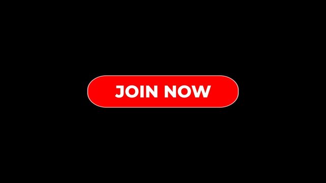 Modern join now button animation overlay with smooth motion design and transparent background for online content, marketing, video editing and digital communication.