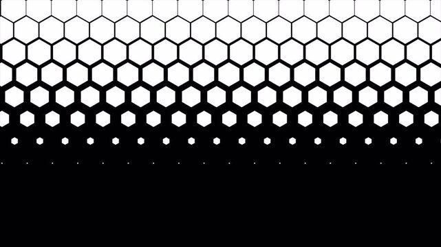 Hexagon Wipe Transition, Honeycomb Pattern Reveal, Geometric Hexagonal Scene Change, Black and White Background