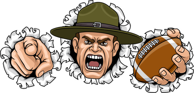 Drill Instructor Sergeant Bootcamp Football Mascot