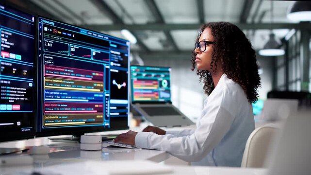 Cybersecurity Analyst Carefully Scans Network Data