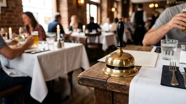 Dining ambiance with restaurant service bell.