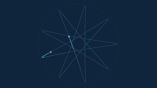 Blue spirograph geometric curves rotating elegantly, mathematical seamless loop background