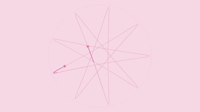 Pink spirograph geometric curves rotating elegantly, mathematical seamless loop background