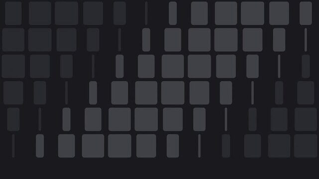 Black tiles flipping in diagonal cascade, modern seamless loop transition background