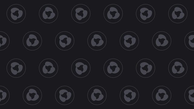 Black japanese mitsudomoe comma crests rotating, traditional seamless loop background