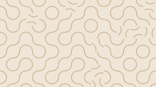 Beige truchet tiles rotating and reconnecting, generative seamless loop background