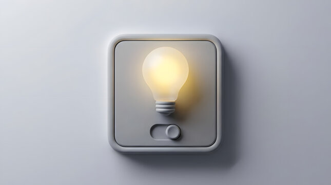 Glowing light bulb on wall switch