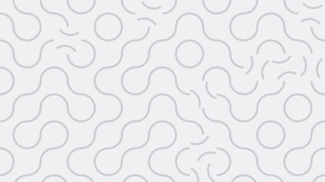 White truchet tiles rotating and reconnecting, generative seamless loop background