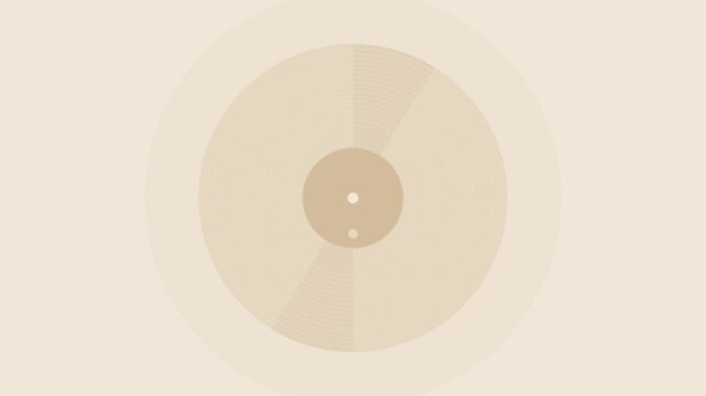 Beige vinyl record spinning smoothly, retro music seamless loop background
